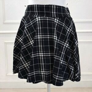 Y2K Black & White Plaid Skort XS‎ A-Line Mini Skirt w/ Built-In Shorts